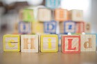 Childrens letters blocks on a table